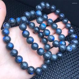 Link Bracelets 10mm Natural Black Moon Stone Bracelet Couple Energy Yoga Men Women Healing Fengshui Jewellery Gift 1pcs