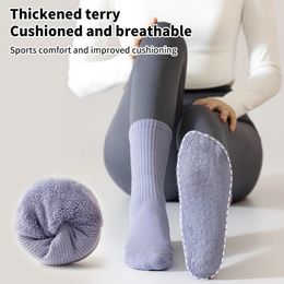 Women Socks Solid Color Striped Anti-slip Sports Pilates Dance Fitness Training Cotton Breathable Mid-calf Yoga