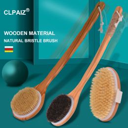 Scrubbers Natural Bamboo Bristle Horsehair Bath Brush 48cm Extra Long Handle Bristle Cleaning Brush Body Massage Brush for boys and girls