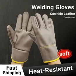 Gloves Welding Gloves Work Doublelayers Cowhide Leather Men Working Safety Protective Garden Sports MOTO Wearresisting Gloves Welding