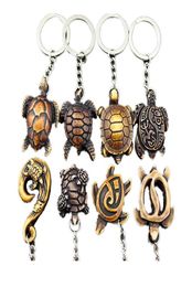 4pcs Cool Hawaiian Surf Sea turtles Keyrings Imitation Yak Bone cute tortoise Keychains Car Key Rings for men women039s Gifts K6430026