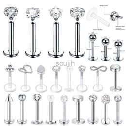 Body Arts WKOUD 16g Stainless Steel Lip Labret Piercing Crystal Ball Monroe Lip Stud Helix Tragus Conch Cartilage Earrings 6/8/10mm d240503