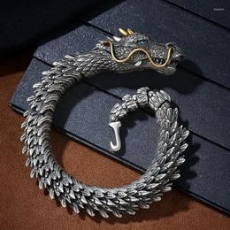 Link Bracelets Men's Trendy Personality Domineering Retro Faucet Collection-level Smart Dragon Bracelet Handmade Three-dimensional