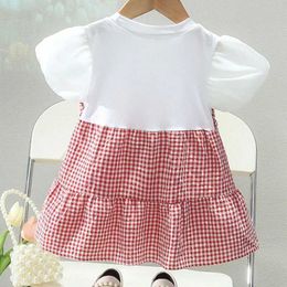 Girl's Dresses Summer Toddler Girl Dress Puff Sleeve Princess Dress Birthday Party Costume Infant Outfit Flower Plaid Baby Girl Clothes