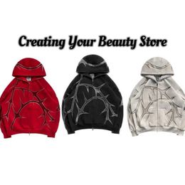 Men's Hoodies Sweatshirts The latest hip-hop Y2K hoodie for womens street gothic with zipper style featuring all necessary unisex clothing Q240506