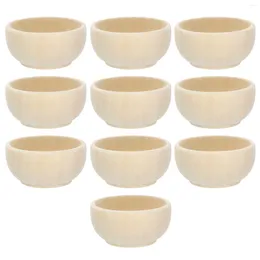 Bowls 10 Pcs Small Wooden Bowl Unpainted Chocolate DIY Crafts For Painting Child Unfinished