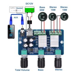 Amplifier YDA138E 15W + 30W Stereo Digital Amplifier Board Subwoofer 2.1 Channel Class D AMP DC12V