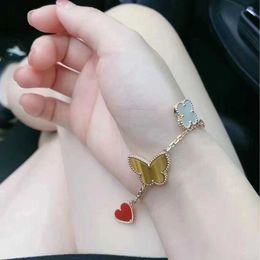 Bracelet gift preferred bracelet Clover Flower vanly Gold White Lucky Butterfly Four with common cleefly