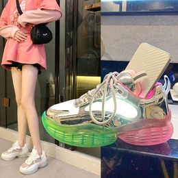 Fitness Shoes Transparent Sneakers Women Summer Super Fire Breathable Mesh Ladies Platform Jelly Casual Woman Shining Sports
