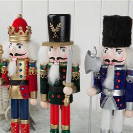 Miniatures 30cm Christmas Decoration Large Wooden Nutcracker Doll Soldier Desk Tabletop Decor Gift Xmas Figures Toy