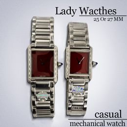 watches luxury watch designer Watches Tank Watch Women 25 or 27MM Quartz Movement Watches Folding buckle Stainless Steel Casual Silver watchstrap movement watches