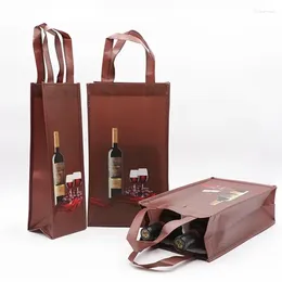 Storage Bags 25pcs Single Grape Wine Bottle Portable Packaging Bag Thickening Waterproof Non-woven Fabric Double Branch Handle