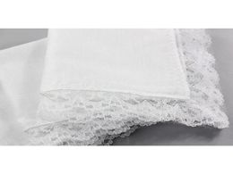 25cm White Lace Thin Handkerchief 100 Cotton Towel Woman Wedding Gift Party Decoration Cloth Napkin Diy Plain Blank jllkrf sinaba1923497