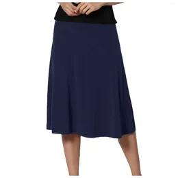 Skirts For Women Summer Plus Size Solid Lightweight Flare Midi Pull On Closure Skirt Women'S Clothing Faldas Para Mujeres