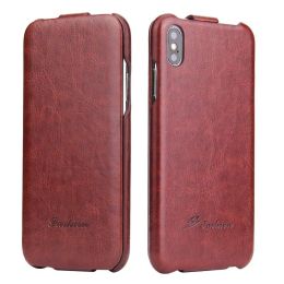 Cases Vertical Flip Genuine Leather Cover Case for Apple iPhone 6 6S 7 8 X XR XS 15 14 11 13 Pro Max SE 2022 12 13 Mini Fundas Coque