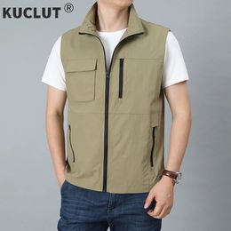 5XL Mens Outdoor Multi-pocket Hiking Vest Summer Camping Fishing Pography Tactical Cargo Vest Fishing Waistcoat 240430