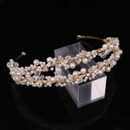 Wedding Hair Jewellery Pearls Beaded Headband Headpieces Women Bridesmaids Headwear Headdress Bride Tiara Crown Wedding Accessories Bridal Hair Jewellery