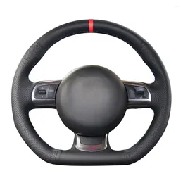 Steering Wheel Covers Non-Slip Black Genuine Leather DIY Car Cover For AudiS (8J) 2006-2014 A3 S3 (8P) Sportback 2008-2012 R8