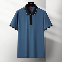 Men's Polos 2024 Dad Ice Silk Short Sleeved Summer Mesh Air Conditioned Suit T-shirt Quick Drying Polo Shirt For Middle And Old Age