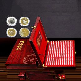 Oil 100pcs Round Coins Case Holders Storage Container Display Cases Wooden Box Commemorative Coins Collection Box