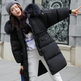 New Winter Cotton Jacket for Women Hooded Coat Large Fur Coat Long Neck Snow Parkas Woman Thick Army Green Outerwear 317I