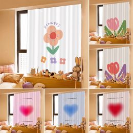 Curtains Tulip Window Curtain Punch Free Blackout Curtains For Living Room Bedroom Easy Install Drapes Cabinet Selfadhesive Dust Cover