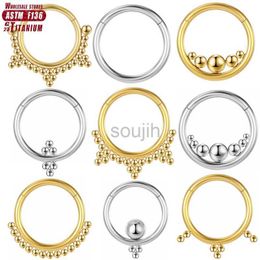 Body Arts F136 Titanium Flower Beads Septum Helix Piercing Nose Rings Cartilage Stud Cz Tragus Earrings 16G Clicker Hoop Lip Body Jewelry d240503