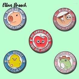 Brooches Funny Animal Quotes Enamel Pins As Slow Possible Capybara Frog Apple Brooch Lapel Badges Jewelry Gift For Kids Friends