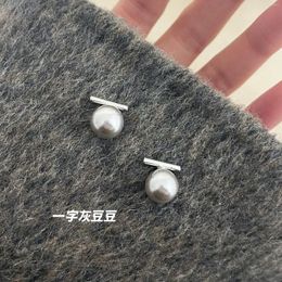 Chains Grey One Letter Pearl Earrings For Women In Autumn And Winter Niche Design High-end 2024 Temperament