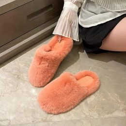 Slippers Home Candy Colored For Women In Autumn And Winter 2024 Fashion Simple Soft Soled Comfortable Warm Loafer Wool Shoes