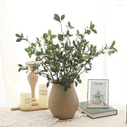 Decorative Flowers Artificial Long Branch Ficus Green Leaves Tree Branches For Fake Plants Home Wedding Backdrop Party Living Room