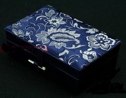 Small Rectangle Cotton Filled Jewelry Gift Box Floral Cloth Packaging Chinese Silk Brocade Trinket Crafts Stone Collection Storage5477652