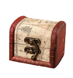 Vintage Jewellery Box Mini Wood World Map Pattern Metal Container Organiser Storage Case Handmade Wooden Small Boxes YL1709464058