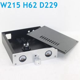 Amplifier Preamp Chassis PSU Aluminum DIY Preamp Amp Housing W215 Dual Meters DAC Decoder Enclosure Home Audio Knob Rear Amplifier Case