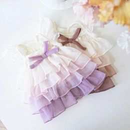 Dog Apparel Pet Color Gradient Cake Skirt Cat Teddy Cute Sling Dress Fashion Clothing Puppy Clothes Designer H240506