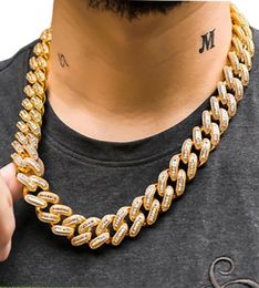 Mens 15MM Baguette Diamonds Cuban Link Chain Necklace Cubic Zirconia Jewelry Cuban Choker 16inch24inch284v6209107