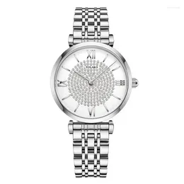 Wristwatches Women Watches Top 2024 Fashion Diamond Ladies Stainless Steel Silver Mesh Strap Female Quartz Watch