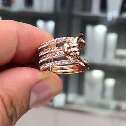 Swarovskis Ring Designer Women Top Quality Luxury Fashion Band Romantic Knot Twisted Ring Female Element Crystal Ring Female