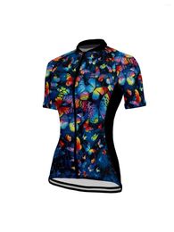 Racing Jackets Women's Cycling Jersey Summer Bike Shirt Short Sleeve Breathable Quick-Dry Reflective Stripe Sports Clothing Apparel