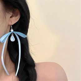 Dangle Earrings Elegant Ribbon Bow Moon/Waterdrop Ear Rings Stylish Jewelry For Females