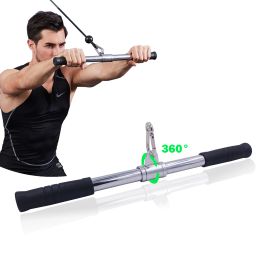 Zaagmachines Heavy Duty Gym Rotating Straight Bar Triceps Biceps Training Rowing Handle for Cable Hine Attachments with Nonslip Grip