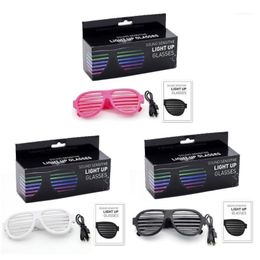 Sunglasses Light Up Disco Glasses React To Sound Music Rechargeable Shutter Shades Rave LED Party Glow In The Dark1 268N