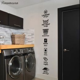 Stickers The rules of laundry decals, laundry tag stickers pattern,Wash Dry Fold Iron Laundry Room Vinyl Wall Quote Sticker Decal LY07