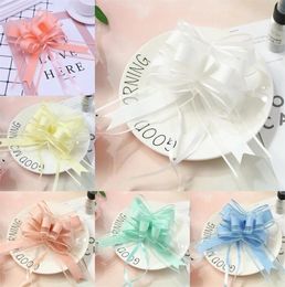 100pcs Large Size 50mm white solid Colour Pull Bow Gift Packing flower bow Bowknot Opening ceremony Party wedding car decoration Y26045430