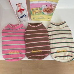 Dog Apparel Pet Stripe Basecoat Clothes Autumn Teddy Cat Small Puppy Schnauzer Sweater Shirt Costume H240506