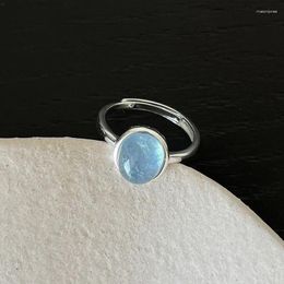 Cluster Rings Large Adjustable Silver For Women Blue CZ Narrow Simple Minimalist Open Finger Fashion Band Female Bijoux