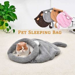 Cat Beds Furniture Warm Coral Fleece Cat Sleeping Bag Bed For Puppy Small Dog Pet Hairless Cat Mat Bed Kennel House Soft Warm Sleep Bed Pet Product