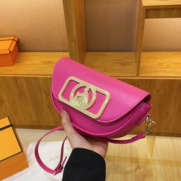 2024 Womens Fashionable Half Round Saddle Bag Versatile One Shoulder Crossbody Unique Texture