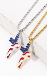 Pendant Necklaces Crucifix Necklace For Men Women Gold Chain Stars And Stripes Flag Jesus Link Wholesale Jewelry7340515