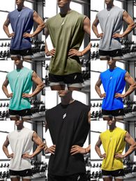 mens T shirt Fitness sports vest mens summer casual running training loose plus size mesh crewneck undershirt